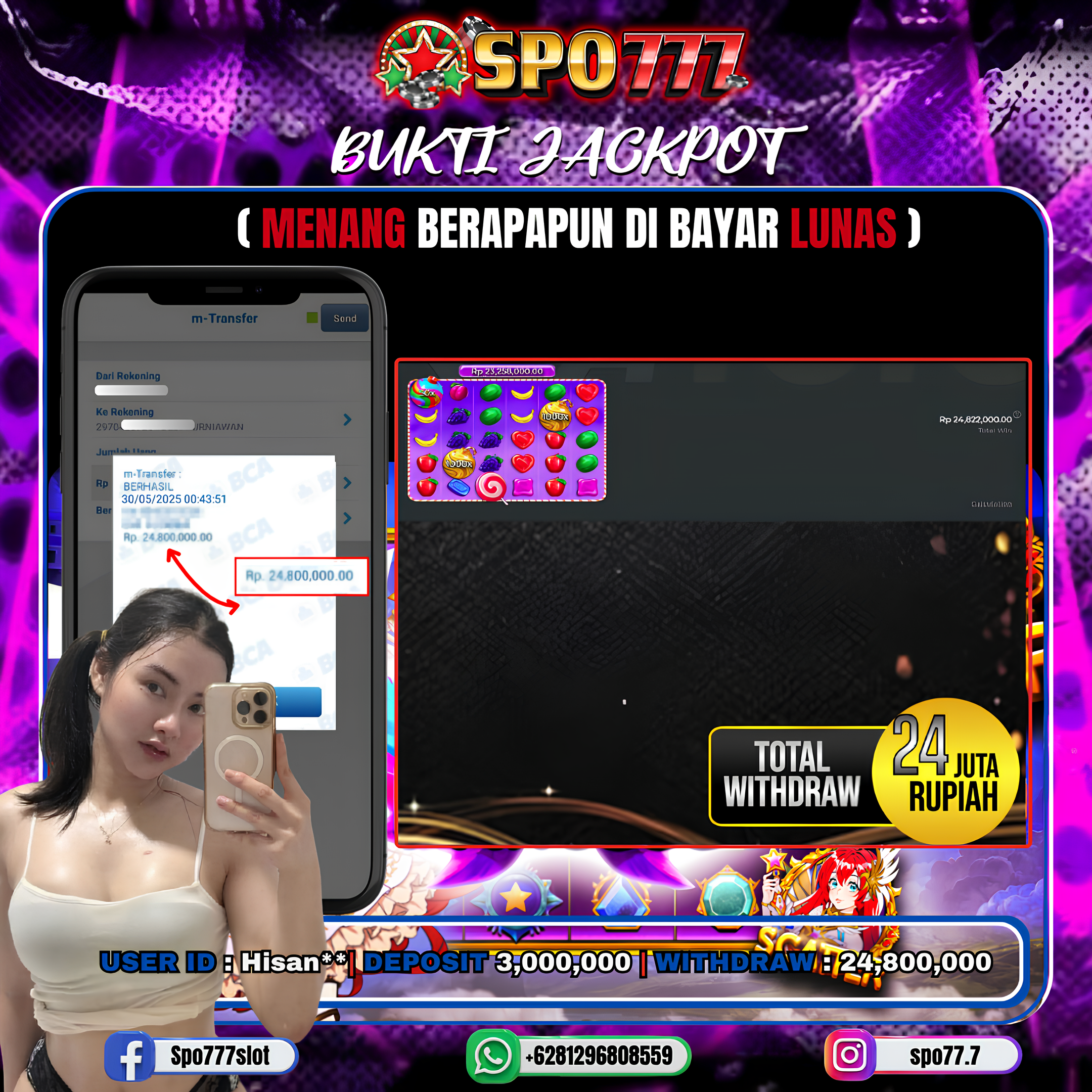 SPO777 JACKPOT SWEET BONANZA Rp.,24,800,000.,- LUNAS