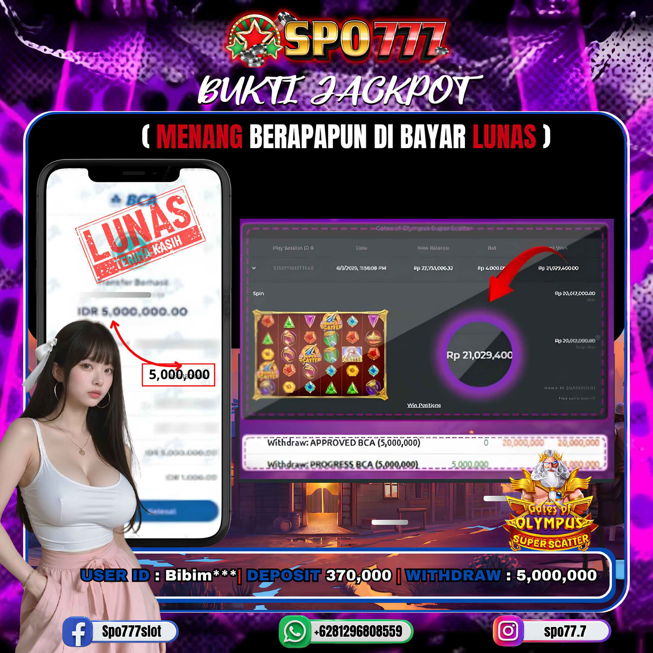 SPO777 JACKPOT GATES OF OLYMPUS SUPER SCATTER Rp.,5,000,000.,- LUNAS
