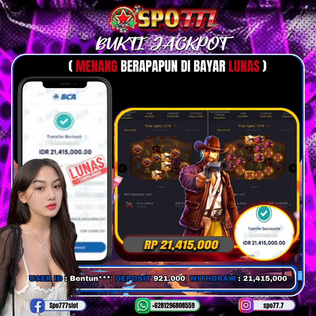 SPO777 JACKPOT WILD BOUNTY Rp.21,415,000.,- LUNAS