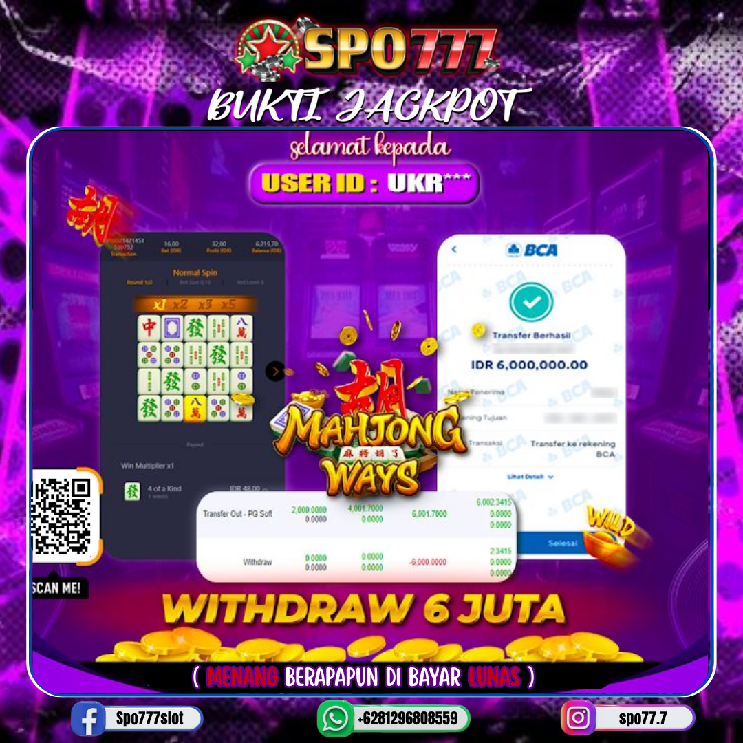 SPO777 JACKPOT MAHJONG WAYS 1 Rp.6,000,000.,- LUNAS