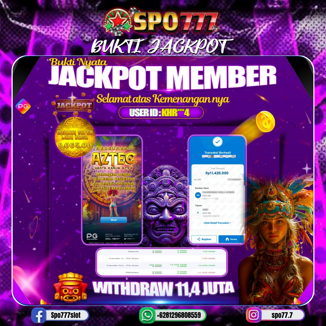 SPO777 JACKPOT TREASURES OF AZTEC Rp.,11,425,000.,-